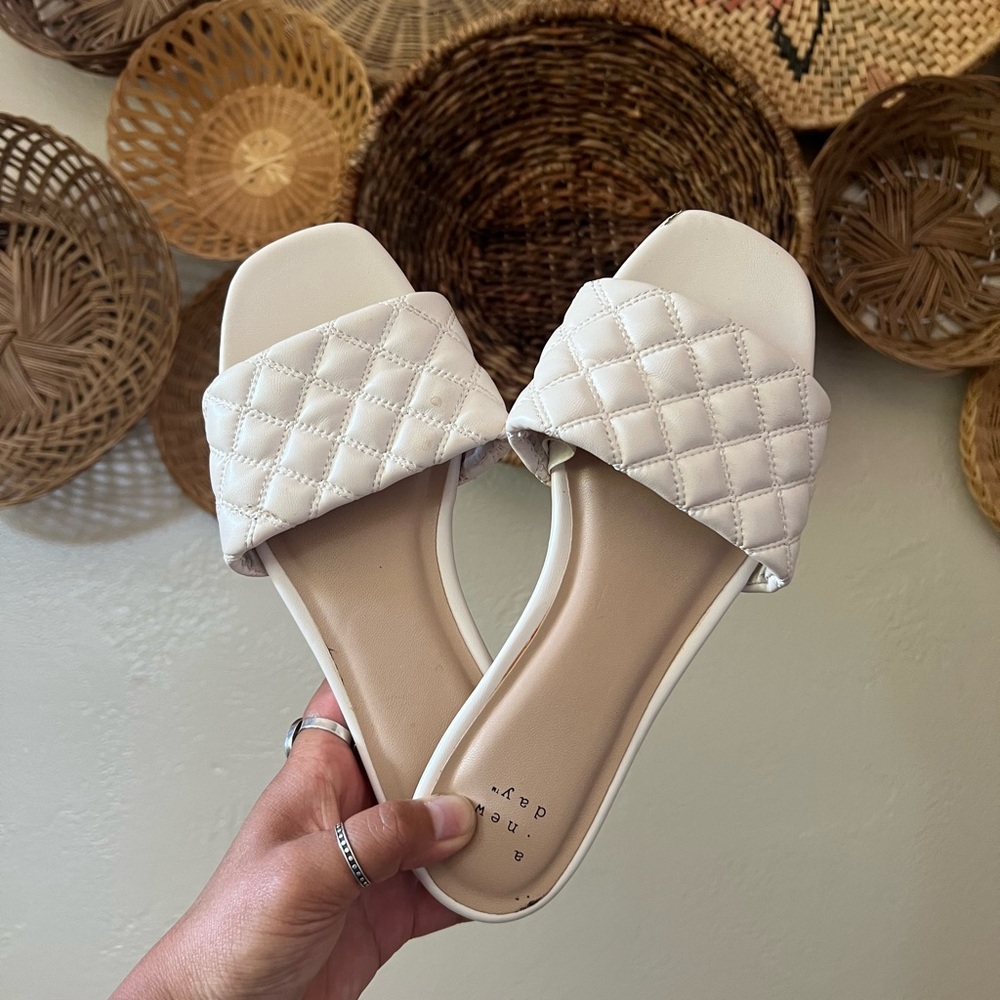 a new day White Quilted Slide Sandals